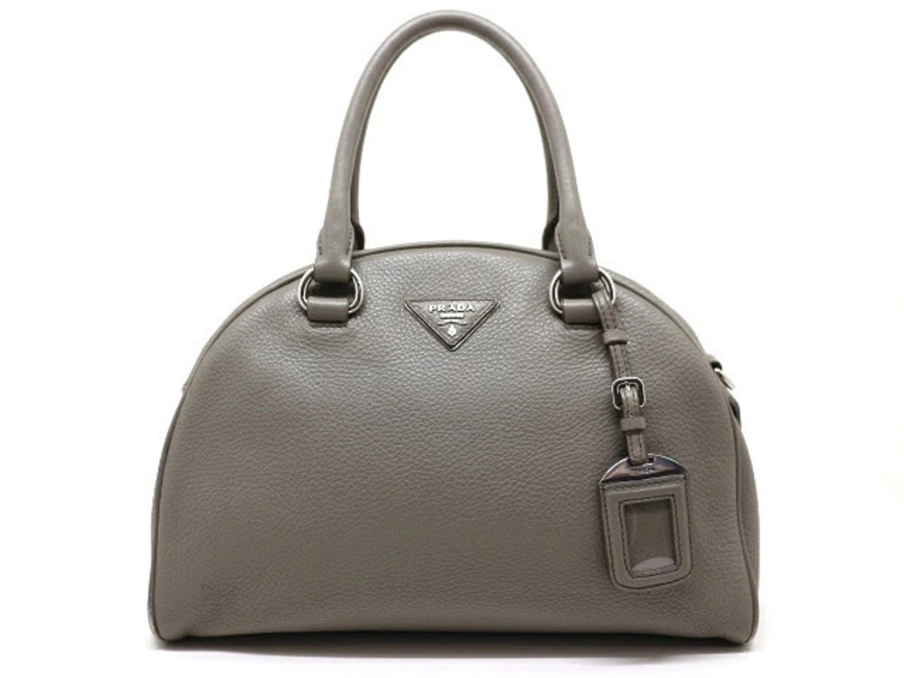 Prada Bag Handbag Calfskin Gray